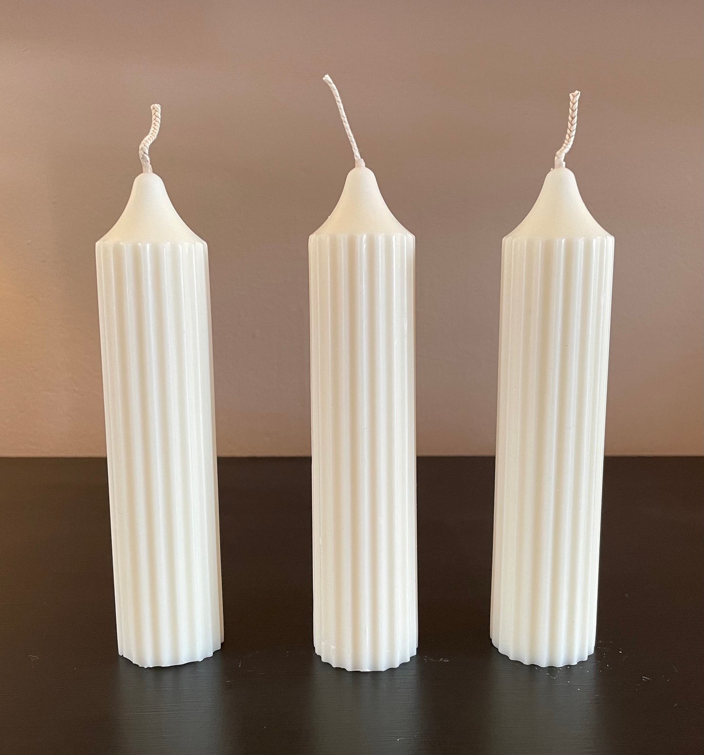 Short Ribbed Pillar Candle - Slim